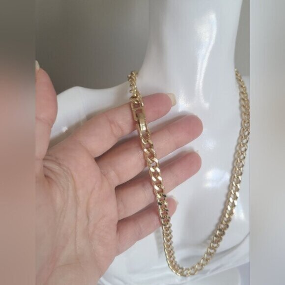 Classic Women's Unisex Chunky Luxury Gold Plated Chain Link Necklace 16" - Picture 5 of 8